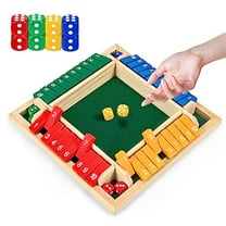 1-4 Players Shut The Box Dice Game,10 Numbers Traditional Wooden Pub Bar Board Family Table Mat Game Dice for Kids and Adults
