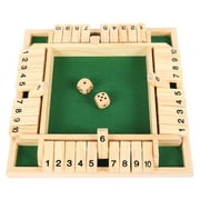 1-4 Players Shut The Box Dice Game,Close The Box Educational Toys,10 Numbers Traditional Wooden Pub Bar Board Family Game Dicefor Children 4-8 Age Family Board Games Classic Table Version,8.6 inch