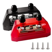 1/4" Power Distribution Block Bus Bar 12V 150A, Ampper Dual Studs M6 Busbar Battery Junction Post Distribution Block with 1 x M4 Screw Terminal Red and Black
