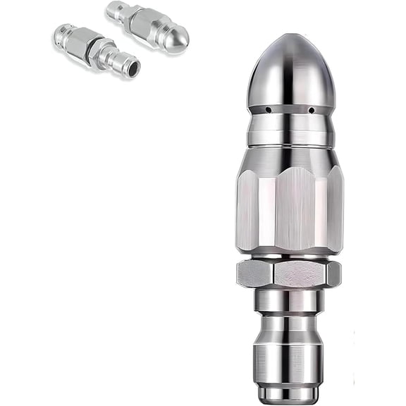1/4" Quick Connect Stainless Nozzle Set, 2025 New 7 Holes High-Pressure Rotating Spray, Gutter Cleaning Tools - Strong Shot Nozzle, Gutter Power Jetting Attachments Hose Nozzles