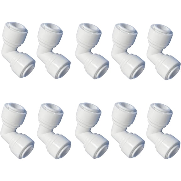 1/4" RO Tubing 90-Degree Elbow Connector, Push-to-Connect Fittings for RO/DI Water Filter Systems & Aquariums (10 Pack)