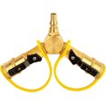 thumbnail image 1 of 1/4" RV Propane Quick Connect Y Splitter Adapter with Shutoff Valve for RV Trailer and Quick Connect Propane Hose Connect to Motorhome Tabletop Grill, 2 Way 1/4 inch Quick Disconnect Kit, 1 of 7