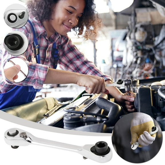 1/4" Ratchet Handle Wrench | 72-Tooth Labor-Saving Screwdriver Socket Tool | Vanadium Steel | Reversible Two-Way Mechanism | 10.5x1.7x2.0cm | 1pc | Compact