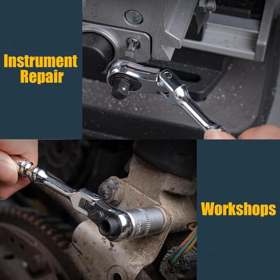 1/4" Ratchet Wrench, 72-Tooth Flex Head Ratchet for Ultra Tight Spots - Socket & Bit Driver, Chrome finish, 2-IN-1 Pocket Mini Ratchet for Engine Bays, Seat Rails, Bike Bodywork | 4.5" Long