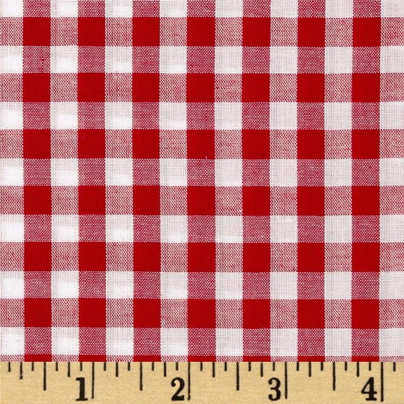 1/4" Red Gingham Check Squares Plaid Rich CheckT Gingham 60" Wide Polyester/Cotton Yarn Dyed Fabric by the Yard (GC-1404-RED)