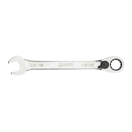1/4" Reversible Ratcheting Combination Wrench - 12 Point Reversible Ratcheting Box End & Standard Open End With High Polish Chrome Finish. Williams # JHW1208RC
