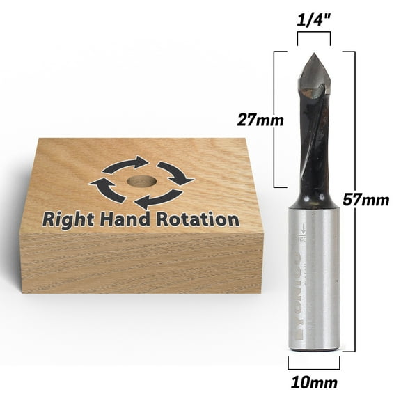 1/4" Right Hand Through Hole Boring Bit - 10mm Shank - Yonico 44114R