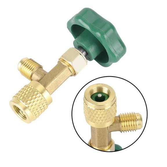 1/4 SAE Brass Refrigeration Valve Tool Green - AC Air Conditioning Can Tap Opener for R22 R134A R410A with Neoprene Gasket