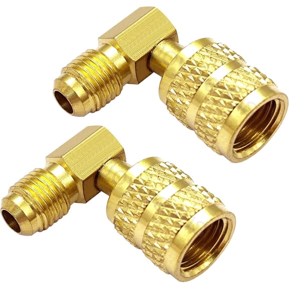 1/4" SAE Male to 5/16" SAE Female Flare Swivel Port 90 Degrees Elbow Adapter for R410A Mini Split HVAC System (Pack of 2)