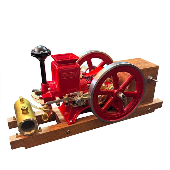 1/4 Scale Hit and Miss Engine Model That Works, Retro Miniature Horizontal Single-Cylinder 4-Stroke Gas-oline Engine with Ignition System and Wooden Display Stand, Vintage Agricultural Decor (RTR)