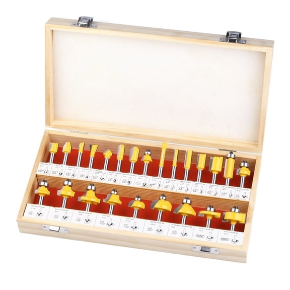 1/4" Shank 24 Sets Of Woodworking Bit Engraving Machine Cutter Round Corner Slotting Edge Milling Head Woodworking Tools ,Great Multi-Purpose Application