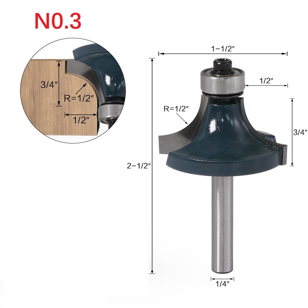 1/4 Shank Corner Round Over Router Bit with Bearing Milling Cutter for