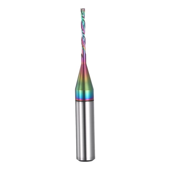 1/4" Shank Dawn Cut Spiral Router Bit, 1/16" Cutting Diameter, 1/2" Cutting Depth, 2 Flute Tungsten Carbide End Mills Cutter for Woodwork Cut, Carving