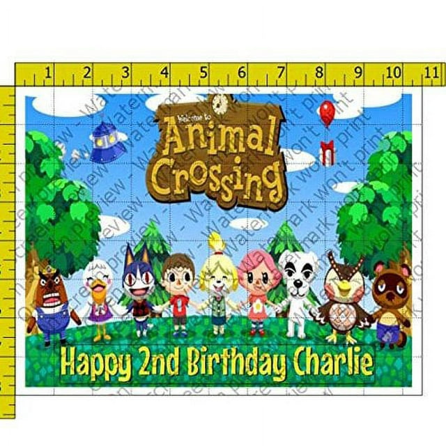 1/4 Sheet Animal Crossing Personalized Image Edible Frosting Cake Topper ABPID01079
