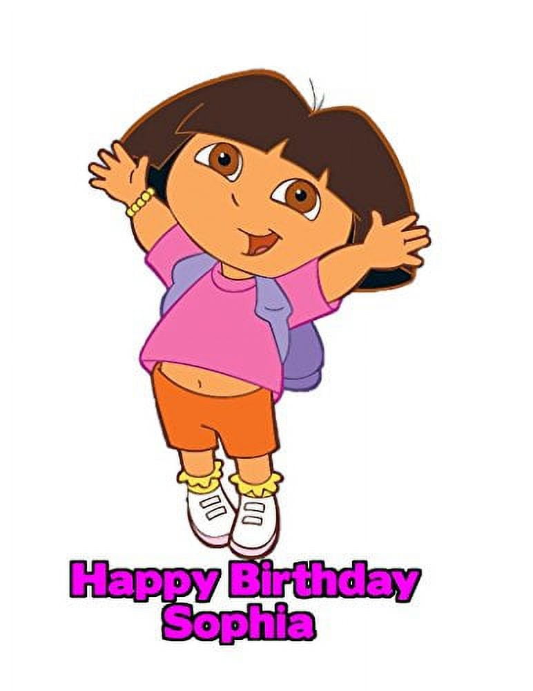 Dora Icing Edible Birthday Cake Topper Round Image | eBay