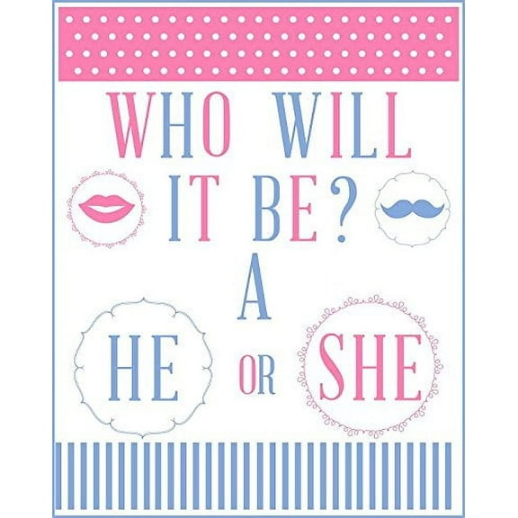 1/4 Sheet - Gender Reveal Baby Shower He or She- Edible Icing Image