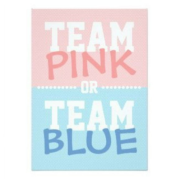 1/4 Sheet - Gender Reveal Baby Shower Pink or Blue Team - Edible Icing Image