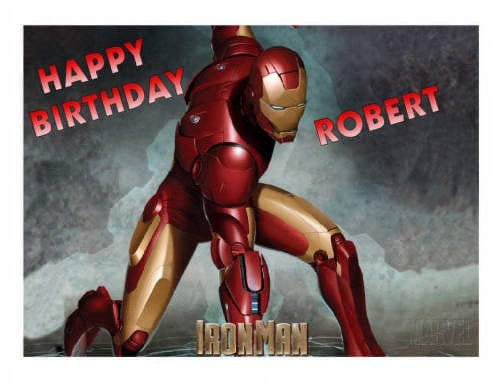 Iron Man Super Hero Edible Icing Wafer cupcake Toppers Birthday