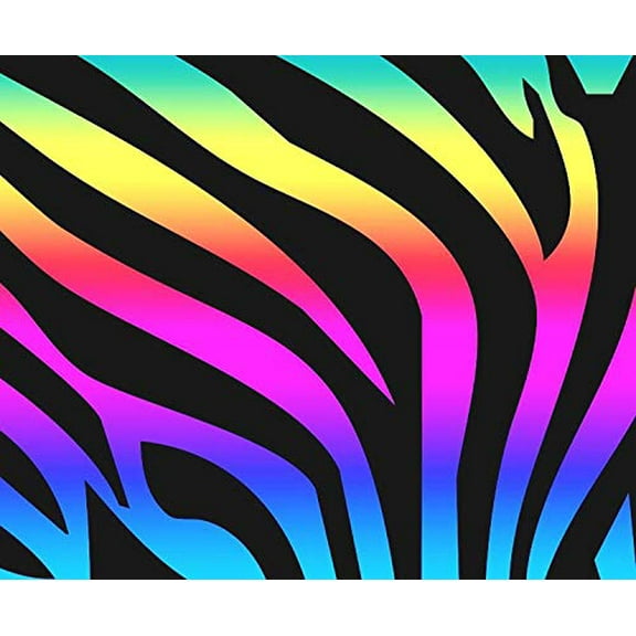 1/4 Sheet - Rainbow Zebra Stripes Birthday - Edible Cake/Cupcake Topper-D4096