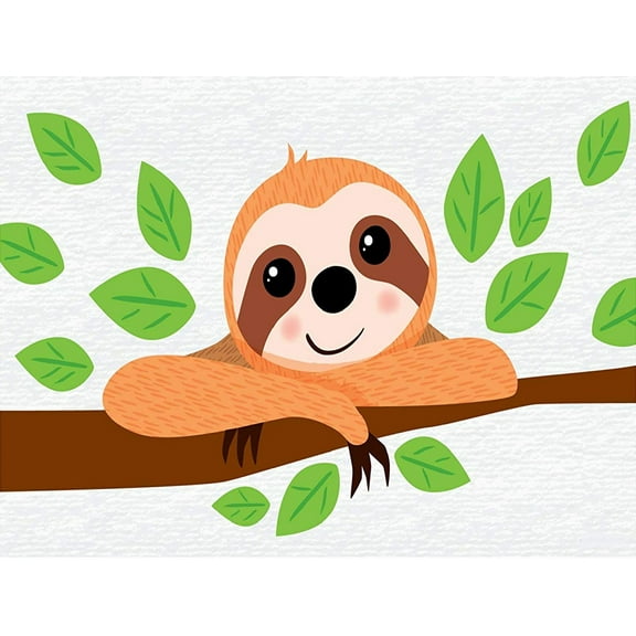 1/4 Sheet Sloth Let's Hang Personalized Edible Frosting Cake Topper Image