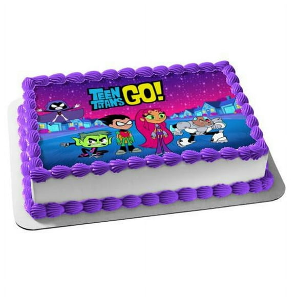 1/4 Sheet Teen Titans Go Characters Edible Frosting Image Cake Topper, by A Birthday Place