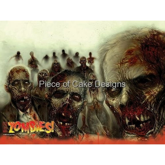 1/4 Sheet ~ Zombies! Halloween Birthday ~ Edible Image Cake/Cupcake Topper!!!