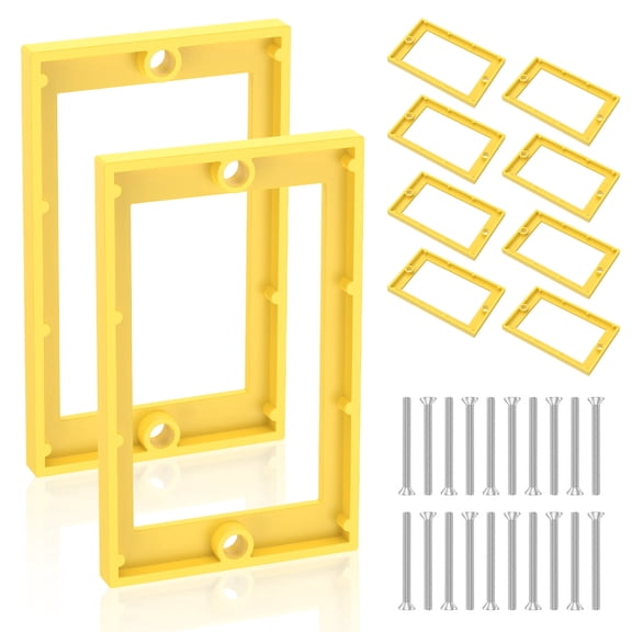 10 Pcs Single Gang Electrical Outlet Box Extender, 1/4 Inch Wall Box Extension Ring for PVC, Metal & Fiberglass Boxes, Non-Conductive Plastic Spacer with 20 Screws for Tile, Backsplash and Drywall