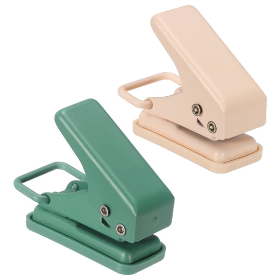 Uxcell 1/4" Single Hole Punch, 2Pcs Handheld Heavy Duty Hole Puncher Press Metal Paper Puncher for Tag DIY Craft Scrapbook Ticket Style 1, Pink/Green