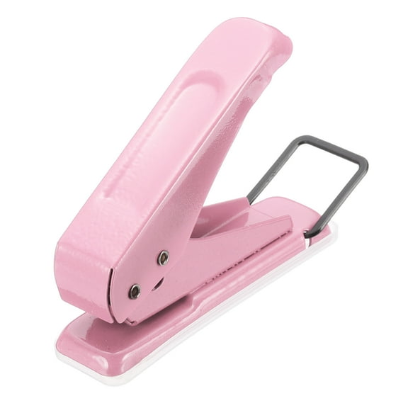1/4" Single Hole Punch, Handheld Heavy Duty Hole Puncher Press Metal Paper Puncher for Tag DIY Craft Scrapbook Ticket, Pink