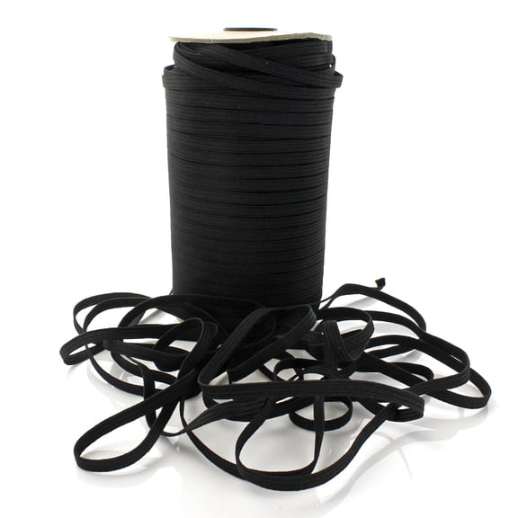 1/4" Skinny Elastic Ribbon Black 3 Yards