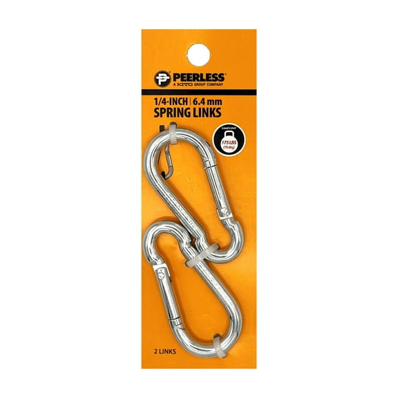 1/4" Spring Links, 2 Pack, Zinc, Peerless Chain Company, #4710442M