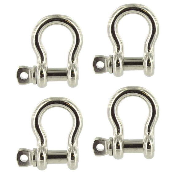 1/4" Stainless Steel Screw Pin Anchor Shackle - 0.5 Ton – 4 Pack