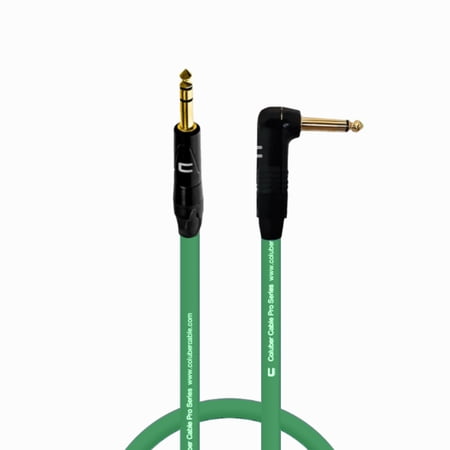 1/4" TRS Male to Right Angle 1/4" TS - 0.5 Feet - Green - Pro 3-Pin Microphone Connector for Powered Speakers, Audio Interface or Mixer for Live Performance & Recording