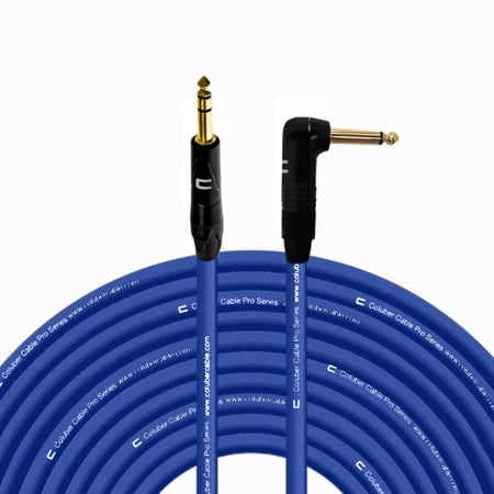 1/4" TRS Male to Right Angle 1/4" TS - 100 Feet - Blue - Pro 3-Pin Microphone Connector for Powered Speakers, Audio Interface or Mixer for Live Performance & Recording