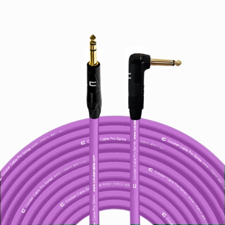 1/4" TRS Male to Right Angle 1/4" TS - 100 Feet - Pink - Pro 3-Pin Microphone Connector for Powered Speakers, Audio Interface or Mixer for Live Performance & Recording