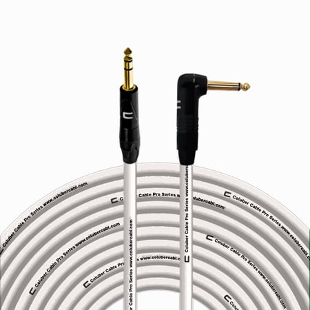1/4" TRS Male to Right Angle 1/4" TS - 100 Feet - White - Pro 3-Pin Microphone Connector for Powered Speakers, Audio Interface or Mixer for Live Performance & Recording