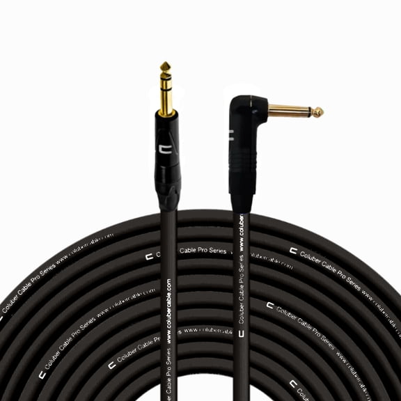 1/4" TRS Male to Right Angle 1/4" TS - 150 Feet - Black - Pro 3-Pin Microphone Connector for Powered Speakers, Audio Interface or Mixer for Live Performance & Recording