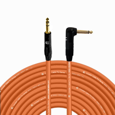 1/4" TRS Male to Right Angle 1/4" TS - 150 Feet - Orange - Pro 3-Pin Microphone Connector for Powered Speakers, Audio Interface or Mixer for Live Performance & Recording