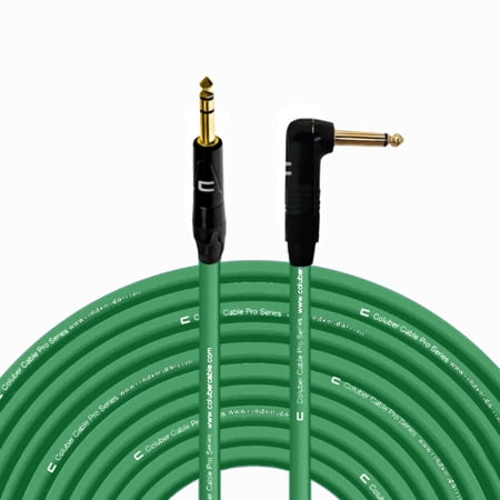 1/4" TRS Male to Right Angle 1/4" TS - 200 Feet - Green - Pro 3-Pin Microphone Connector for Powered Speakers, Audio Interface or Mixer for Live Performance & Recording