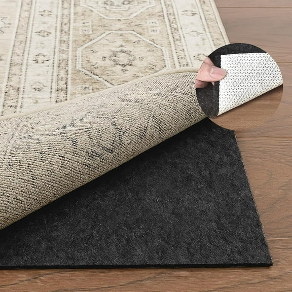 1/4" Thick Felt and Natural Rubber Backing Rug Pad - Non Slip Carpet Gripper for 8 x 10 Ft Area Rugs - Protective Cushioned Pads for All Floors