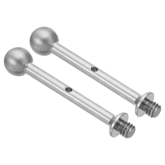 1/4" Thread Ball Stud Ended Bolt 64mm 304 Stainless Steel Magic Arm Extension Rod Style 1, Silver 2 Pack