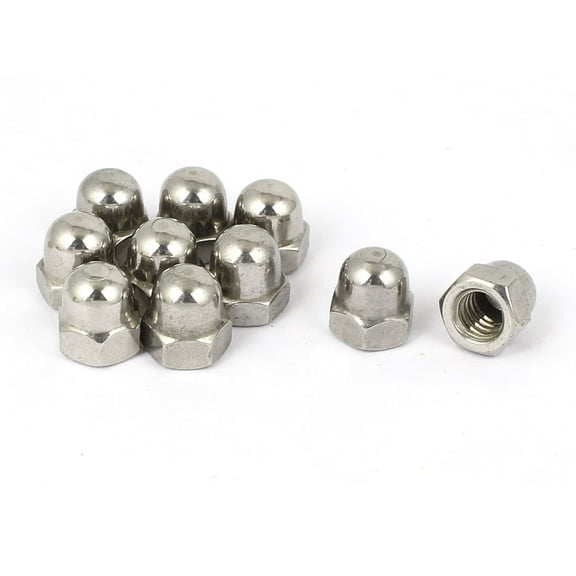 1/4" Thread Dia Dome Head Stainless Steel Cap Acorn Hex Nuts 10Pcs