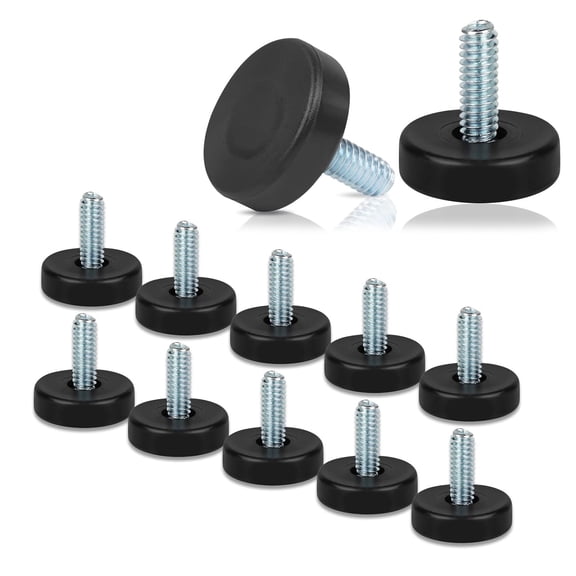 1/4" Thread Furniture Feet Levelers, 12 PCS Adjustable Furniture Feet Threaded Screw in, Leveling Feet Screw On Furniture Glide Leveling for Table, Cabinets, Chairs, Stool Legs