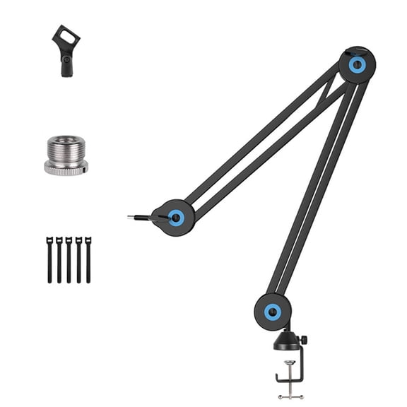1/4 Thread Mic Suspension Scissor Boom Stand With 360Degree Rotating Base Adjustable Arm For Podcasting Recording Studio