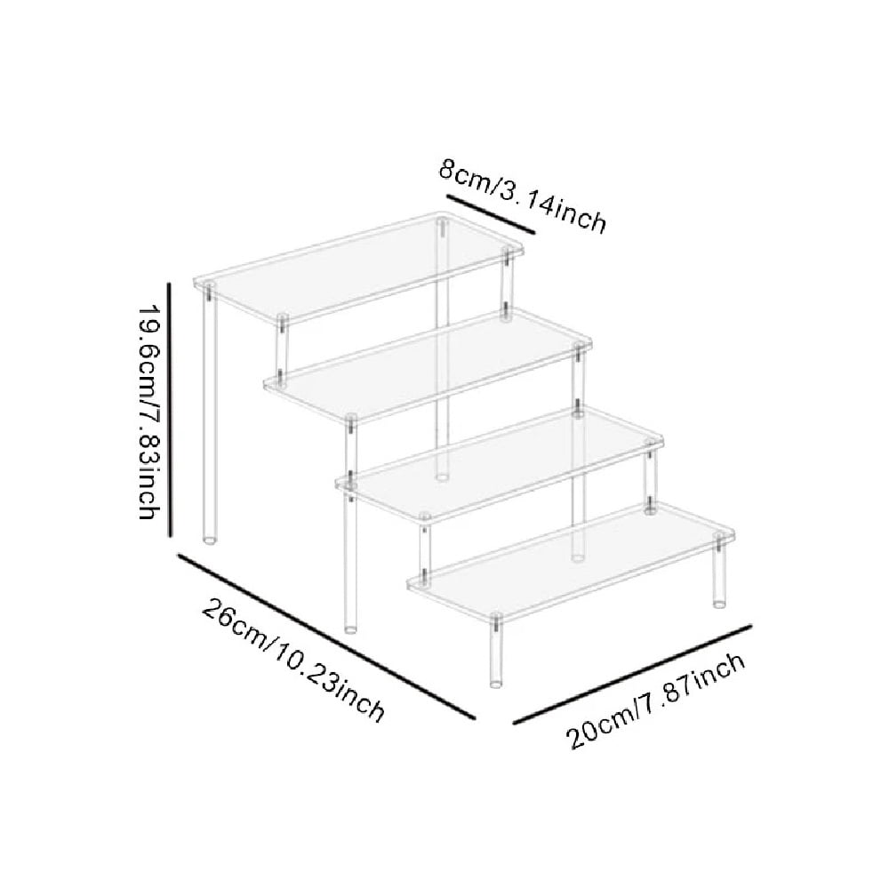 8 Tier Acrylic Jewelry Display Stand - Clear Bracelet Earring Necklace Holder For Beads & Charms (25x18.5cm)