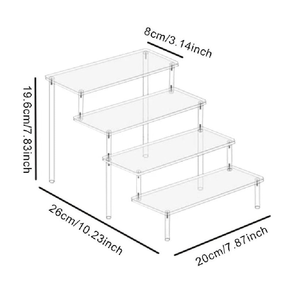8 Tier Acrylic Jewelry Display Stand - Clear Bracelet Earring Necklace Holder For Beads & Charms (25x18.5cm)