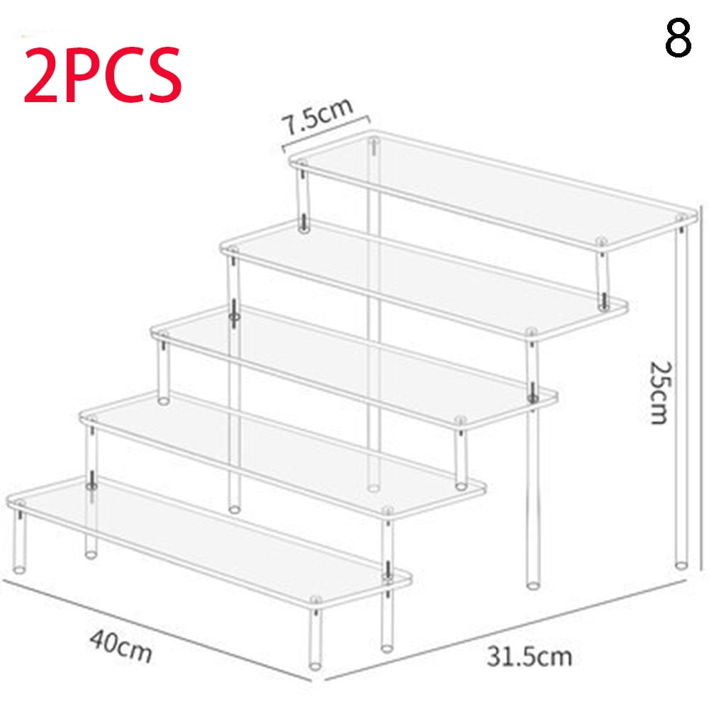 8 Tier Acrylic Jewelry Display Stand - Clear Bracelet Earring Necklace Holder For Beads & Charms (25x18.5cm)