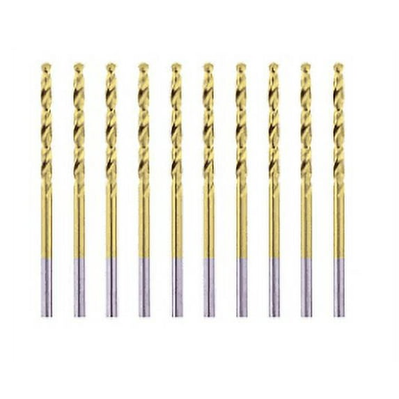 1/4” Titanium Coated Twist Drill Bit Set, High Speed Steel Jobber Length Drill, Split Point, 10PCS (For Wood, Plastic and Metal )