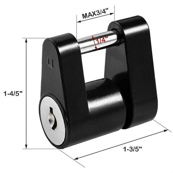 1/4" Trailer Hitch Coupler Lock with 2 Keys For Tow Boat RV Truck Car Anti-theft