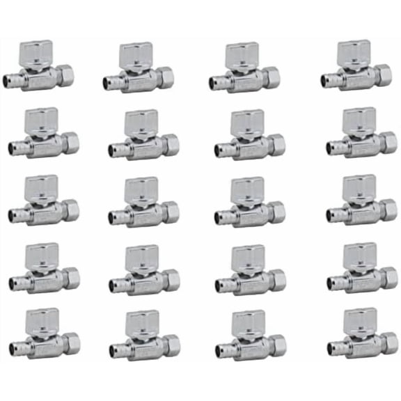 1/4 Turn Straight Shut Off Valve, Quarter Turn 1/2" PEX x 3/8" OD Compression Chrome Plated LF Brass Straight Stop Valve for Faucet or Toilet Installation (20-Pack)$$Tools & Hardware Other